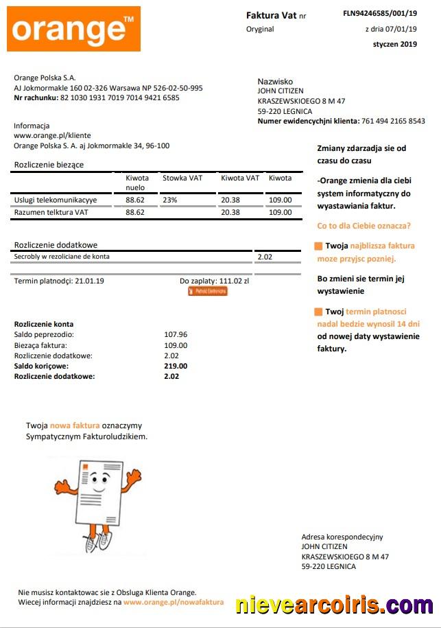 Poland Orange utility bill
